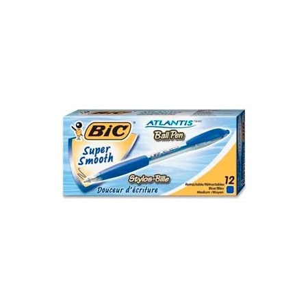Bic Bic Atlantis Ballpoint Retractable Pen, Medium, Blue Barrel/Ink, Dozen VCG11BE